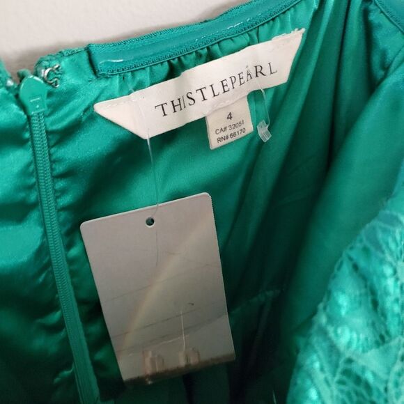 Urban Outfitters ThistlePearl Green Lace Strapless Dress Size 4 - Picture 6 of 7